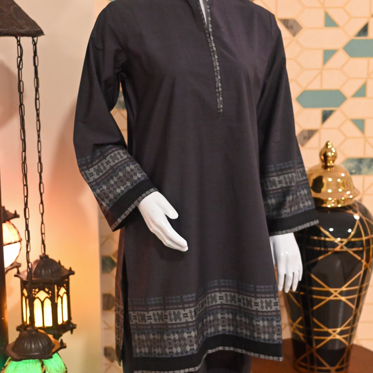2 Piece Plazo and Shirt (Black)