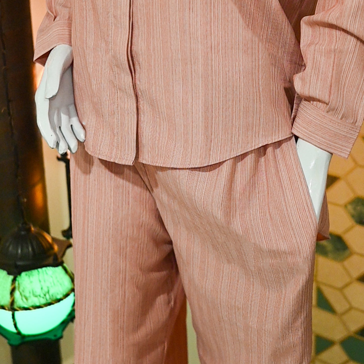 Elegant Pink Striped Cotton Co-Ord Set