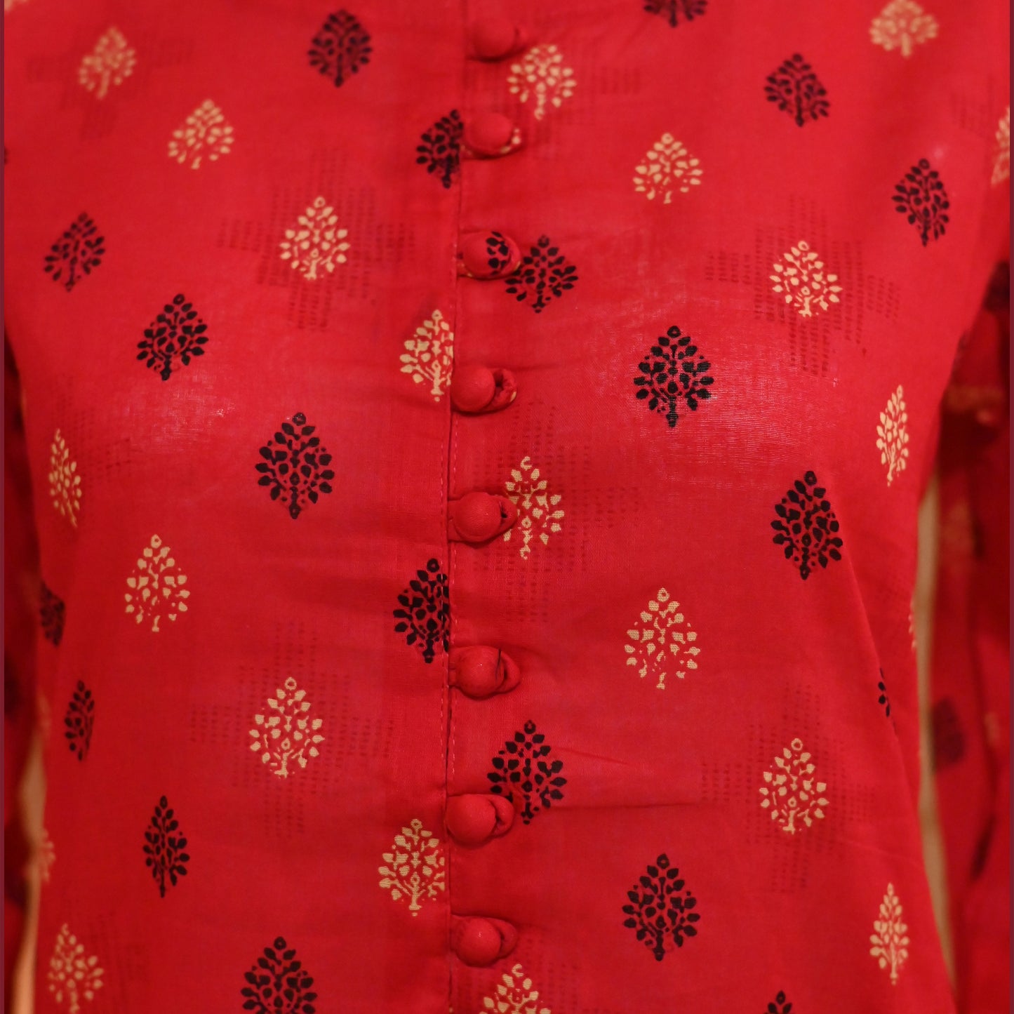 Shocking Pink Floral Print 2-Piece Suit with Farshi Shalwar