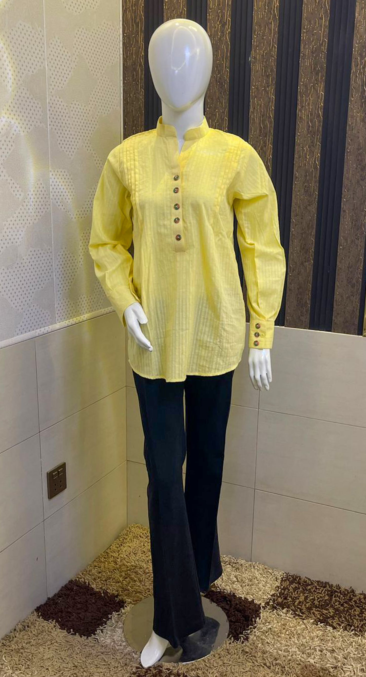 Sunny Vibes Yellow Button-Down Kurti Top
