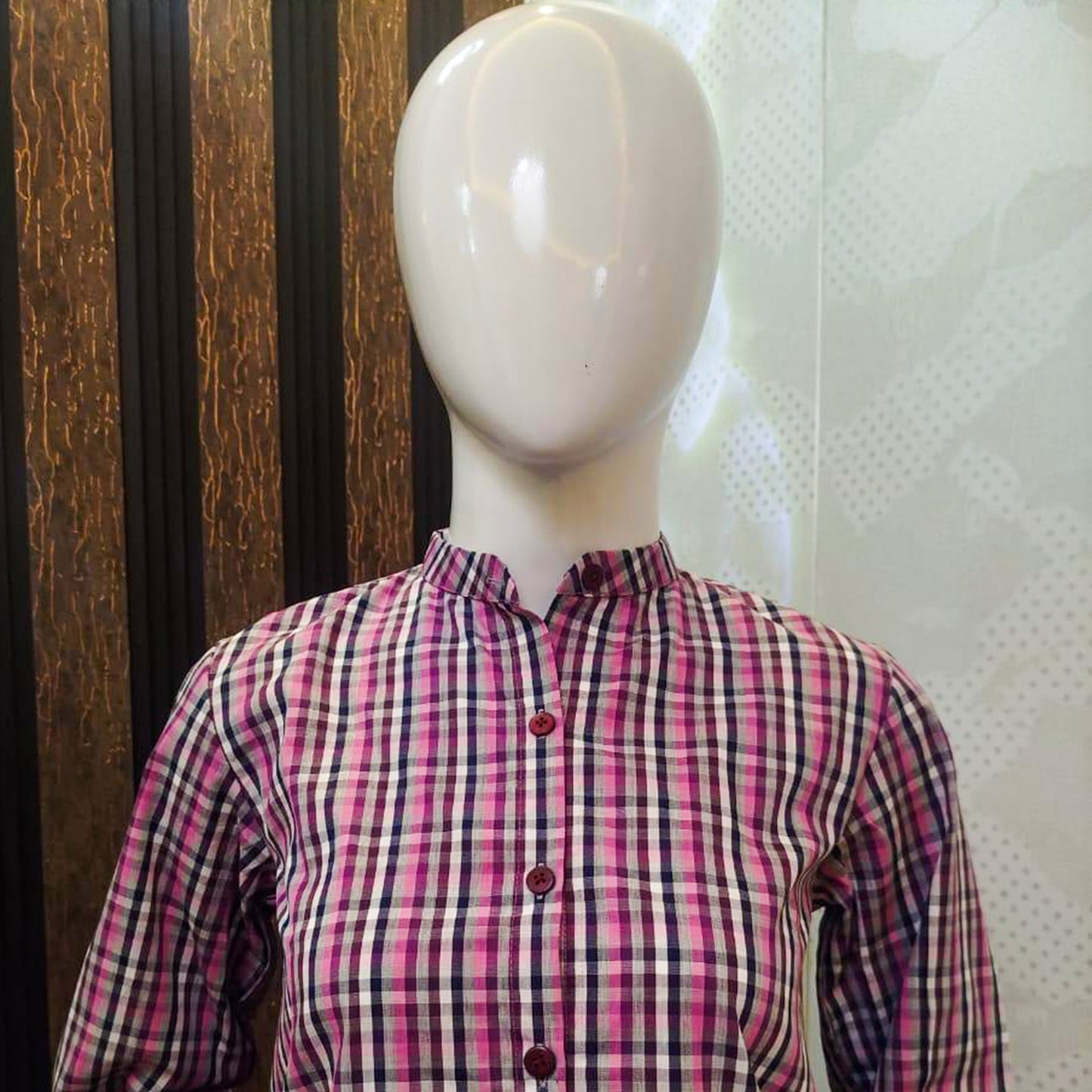 Chequered Cotton Kurti – Purple & Black