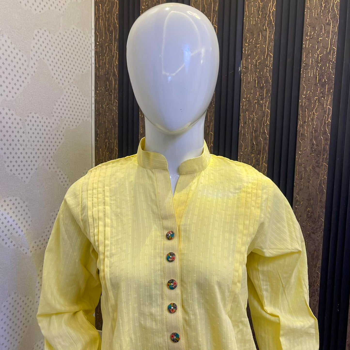 Sunny Vibes Yellow Button-Down Kurti Top