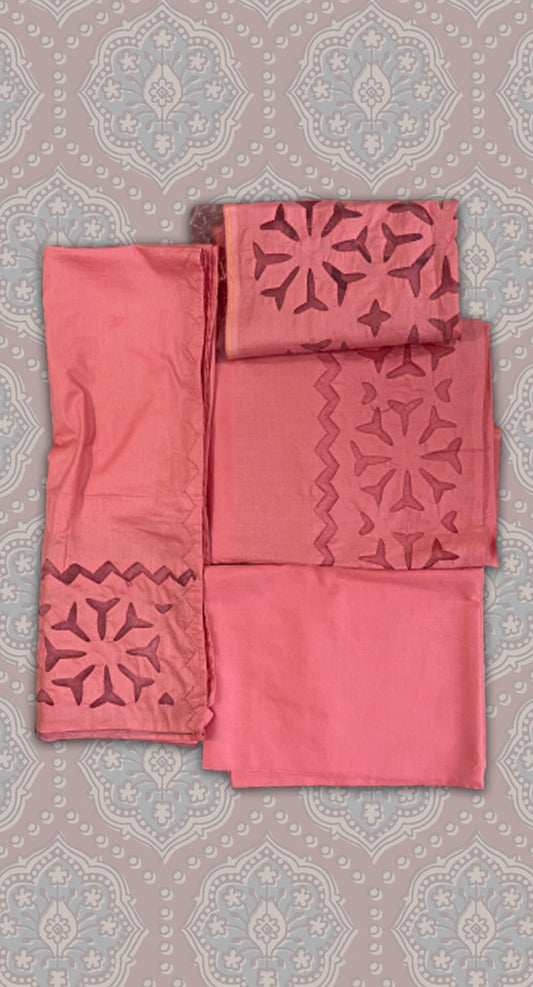 Traditional Sindhi Appliqué Work Unstitched Suit – Organza Base
