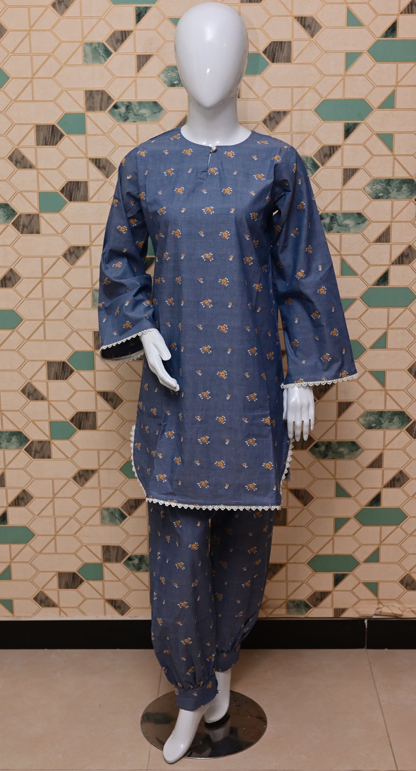 Chic Blue Denim Suit – 2 Piece Suit