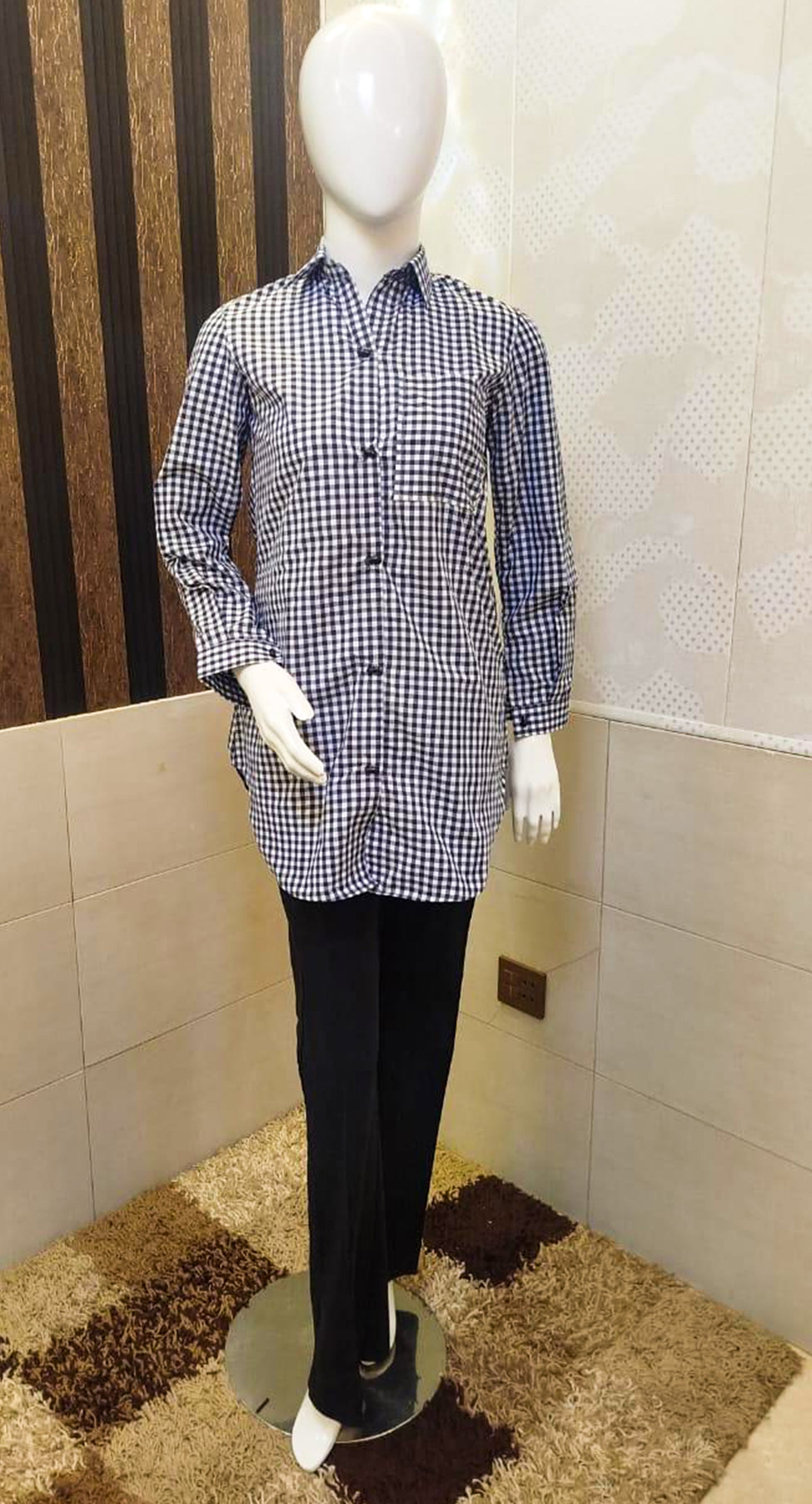 Black & White Chequered Cotton Kurti