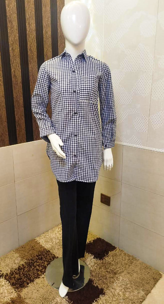 Black & White Chequered Cotton Kurti