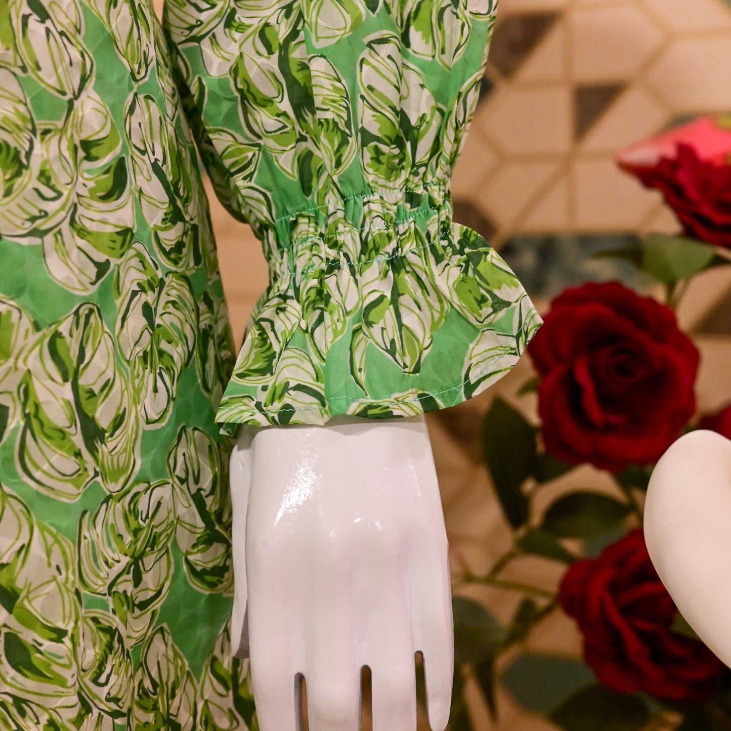 Fresh Leaf Printed Green Lawn Suit